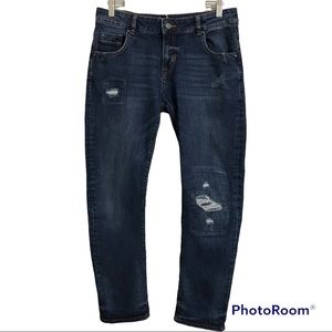 Women’s Zara Z1975 Basic Blue Distressed Patched Size 4 Denim Jeans E